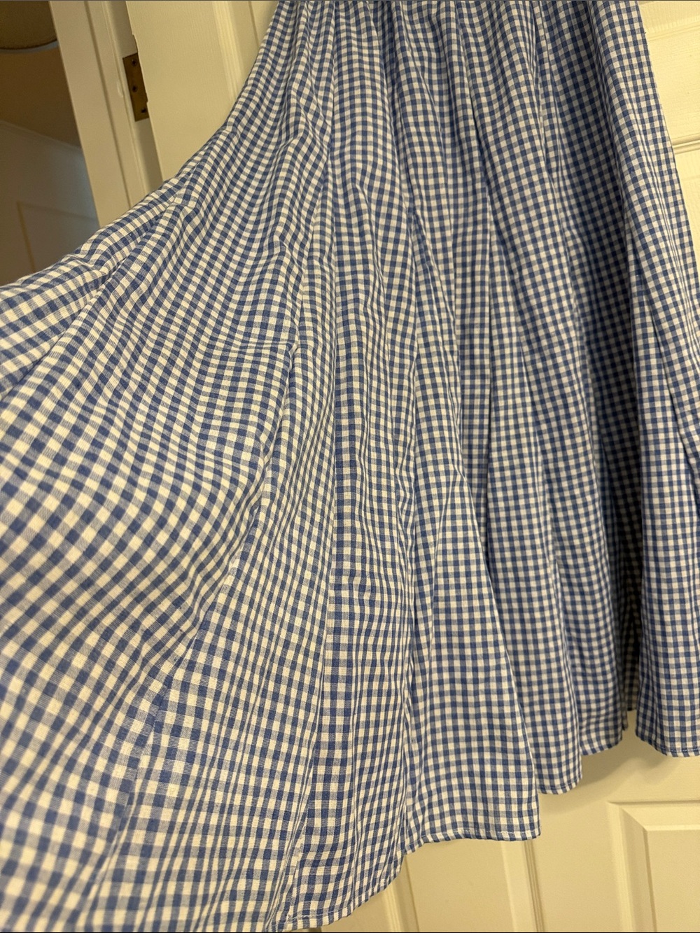 Vintage Blue and White Gingham A-Line Maxi Skirt - Picture 2 of 3